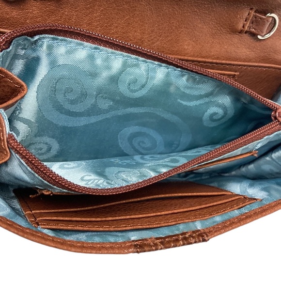 Brighton Brown Leather Fold Over Snap Clutch Wallet - Picture 10 of 13